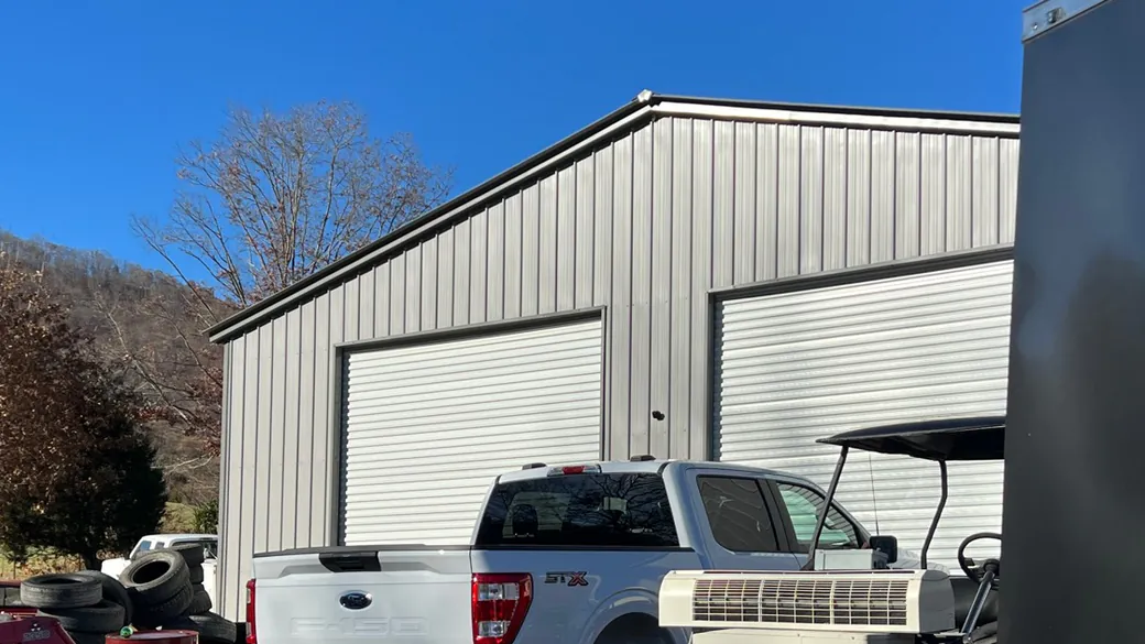 McElroy Auto Repair's two-bay metal shop in Clyde, North Carolina